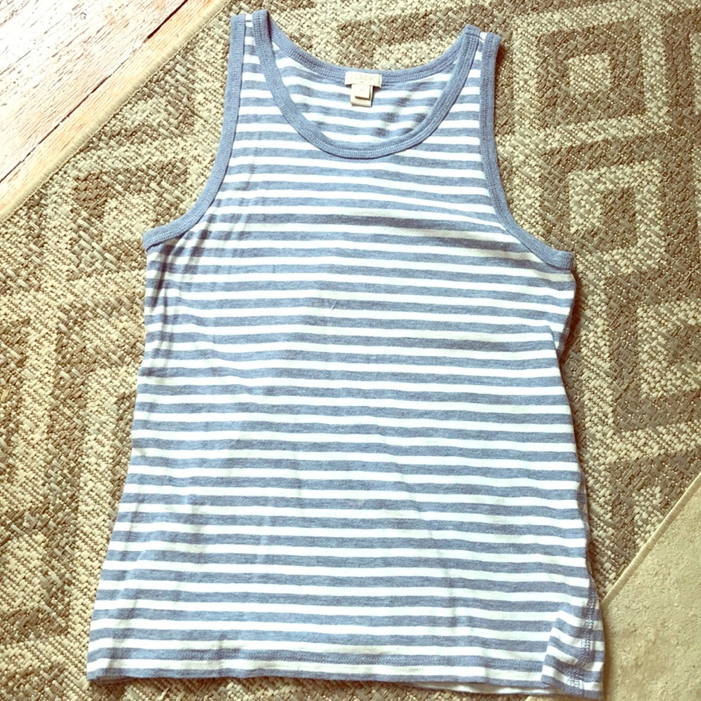 J. Crew blue/white striped cotton high neck tank